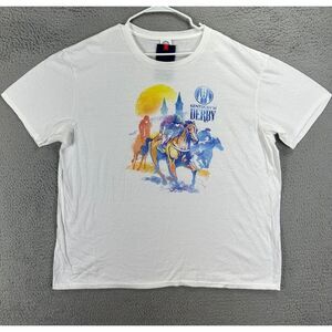 148 Kentucky Derby Shirt Mens 2XL White‎ Preshrunk Graphic Print Crew Neck Tee
